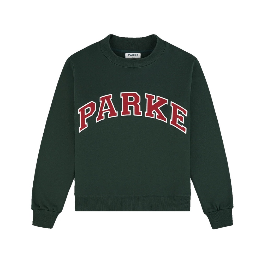 PARKE Holiday Varsity Mockneck Forest + Maroon NWT - Picture 3 of 8